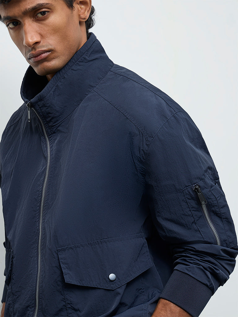 WES Casuals Navy Relaxed-Fit Jacket