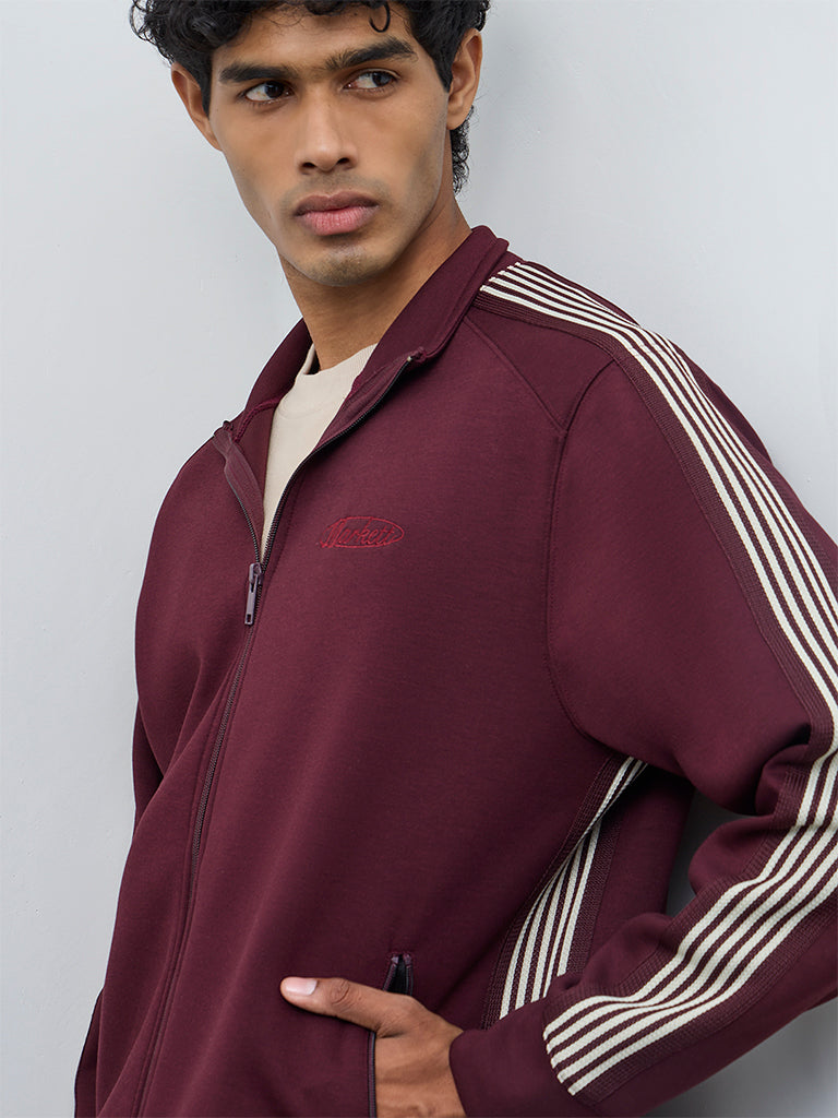 Nuoflexx Wine Striped Relaxed-Fit Jacket