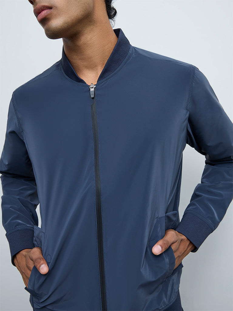 Nuoflexx Navy Relaxed-Fit Bomber Jacket
