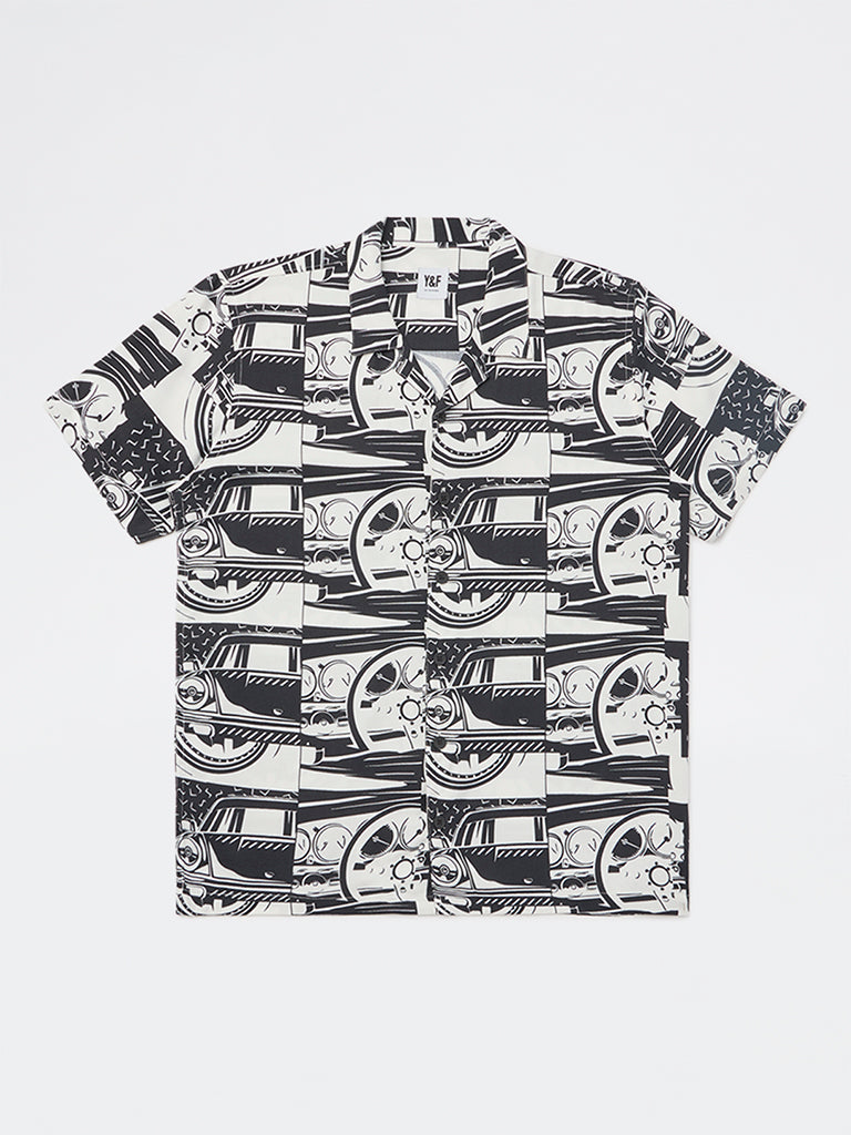 Boys Black Printed Shirt