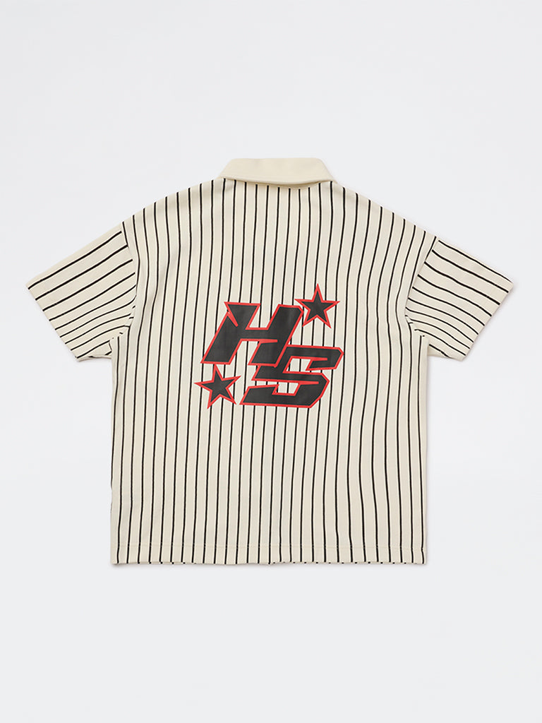 Boys Off-White Striped Cotton-Blend Shirt