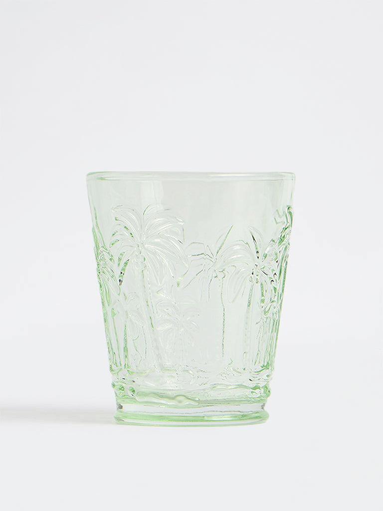 Westside Home Green Palm Tree Textured Water Glass