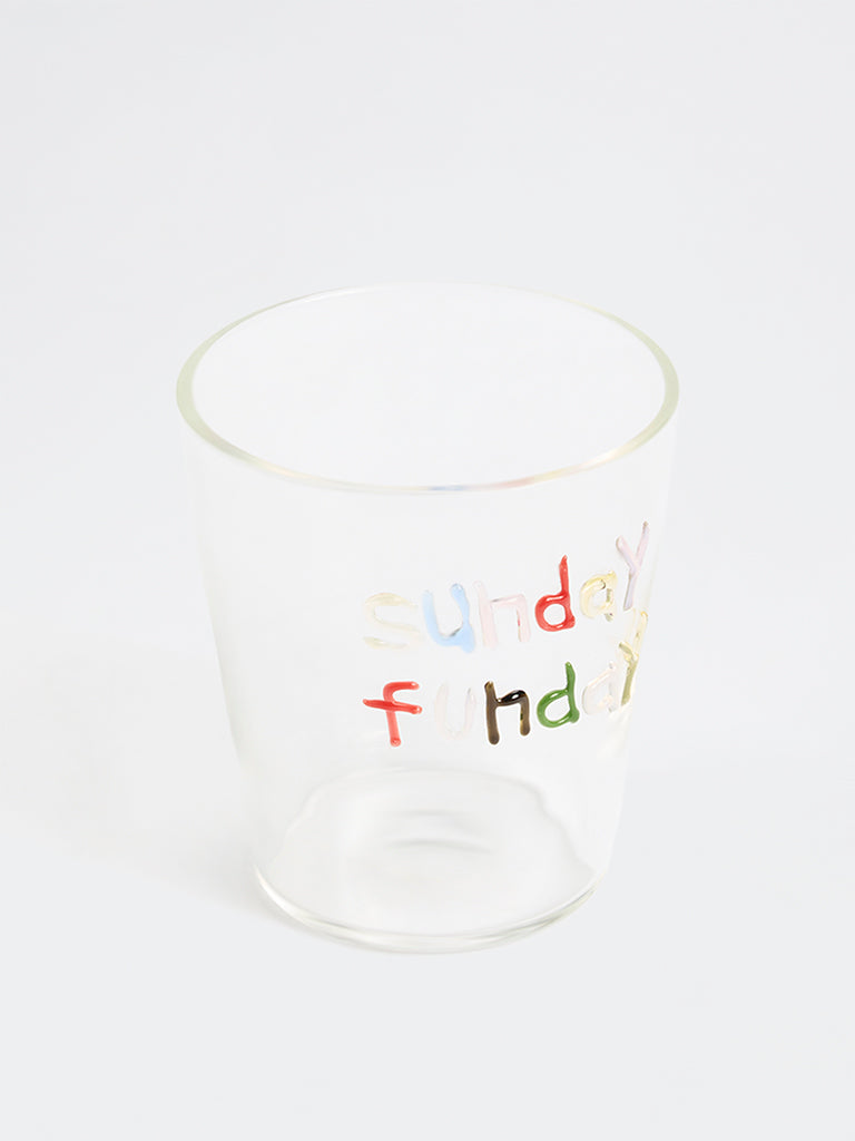 Westside Home Multicolour Text Printed Clear Glass