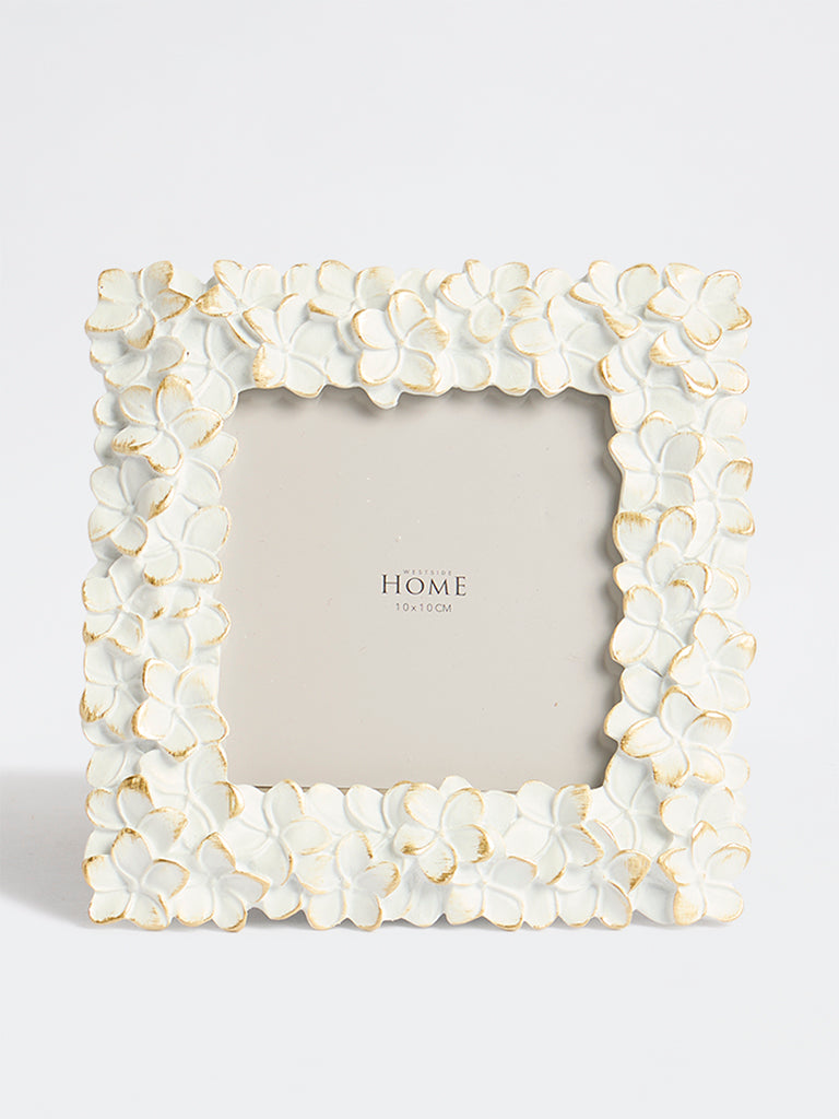 Westside Home White Resin Flower Photo Frame