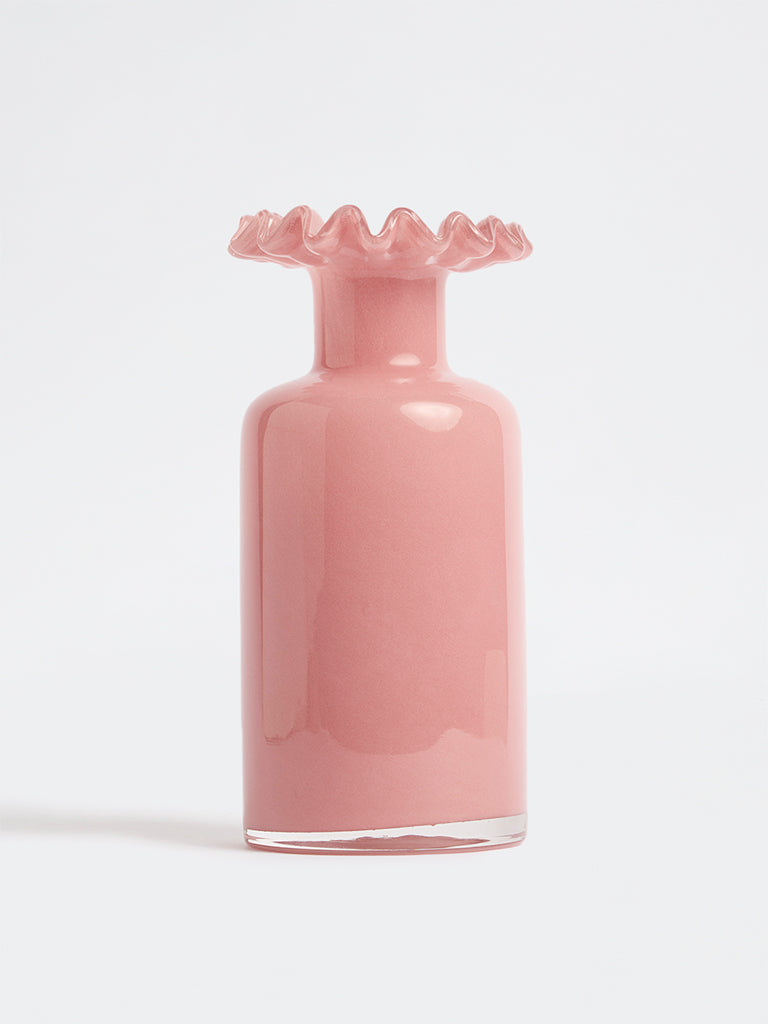 Westside Home Pink Flower Glass Bottle Vase