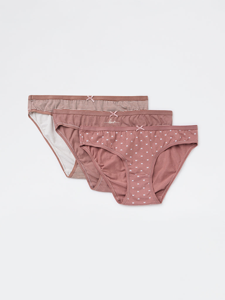 Wunderlove 3-Pack Bikini Cotton-Blend Briefs