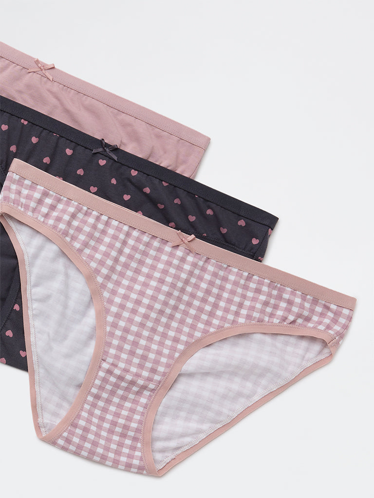 Wunderlove 3-Pack Printed Cotton-Blend Bikini Briefs