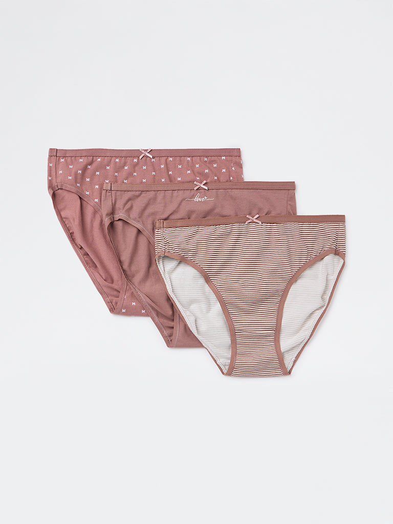 Wunderlove 3-Pack Bikini Cotton-Blend Briefs