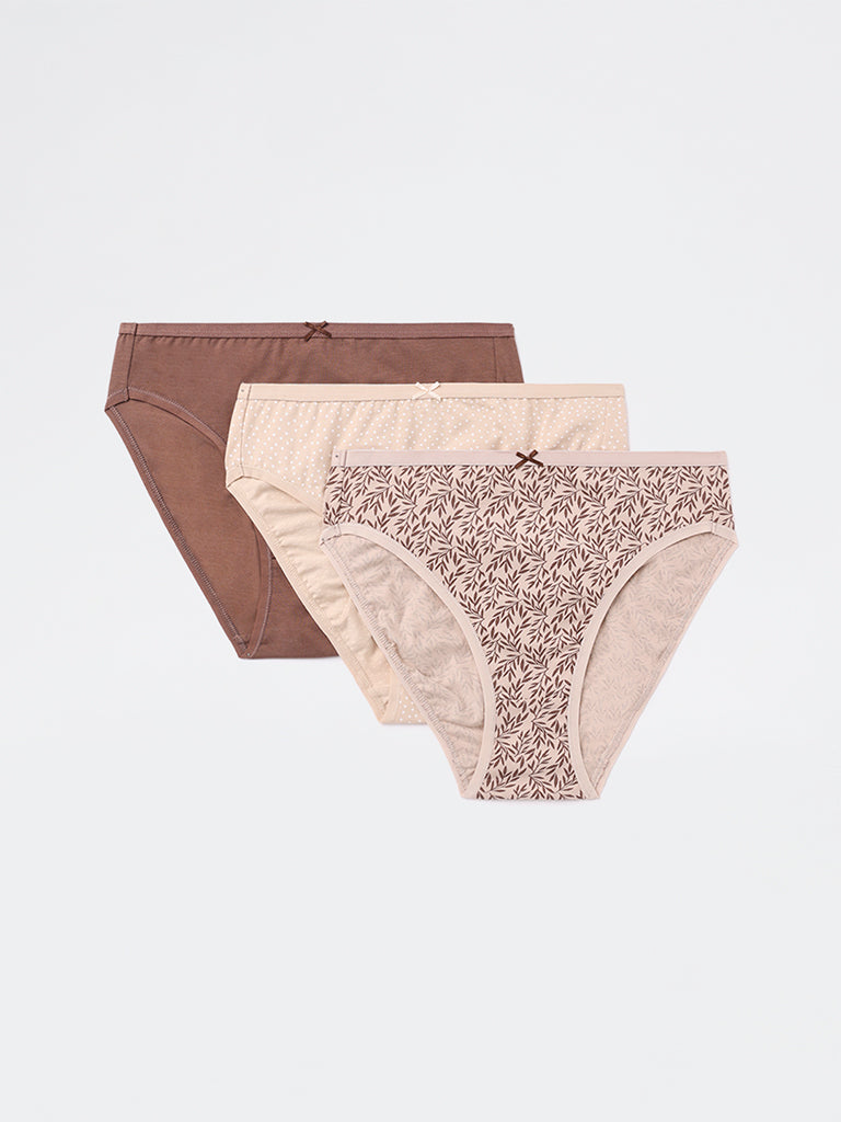 Wunderlove 3-Pack Hi-Leg Cotton-Blend Briefs