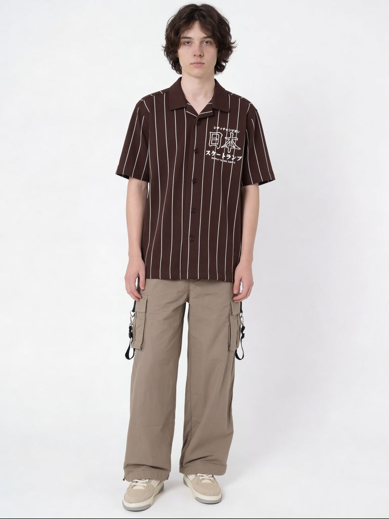 Boys Taupe Solid Cotton Cargo Pants