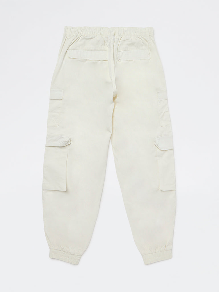Boys Off-White Mid-Rise Cotton Cargo Pants