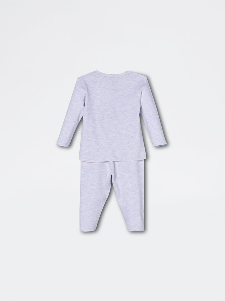 HOP Baby Boys Grey Animal Pattern Cotton Co-ord Set - Exclusive