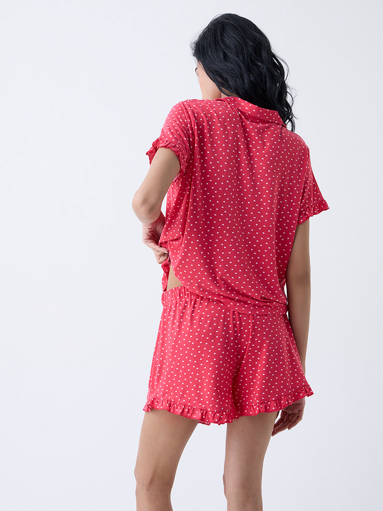 Superstar Red Heart Printed High-Rise Shorts