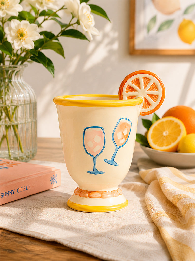 Westside Home Off-White Summer-Inspired Orange Ceramic Mug