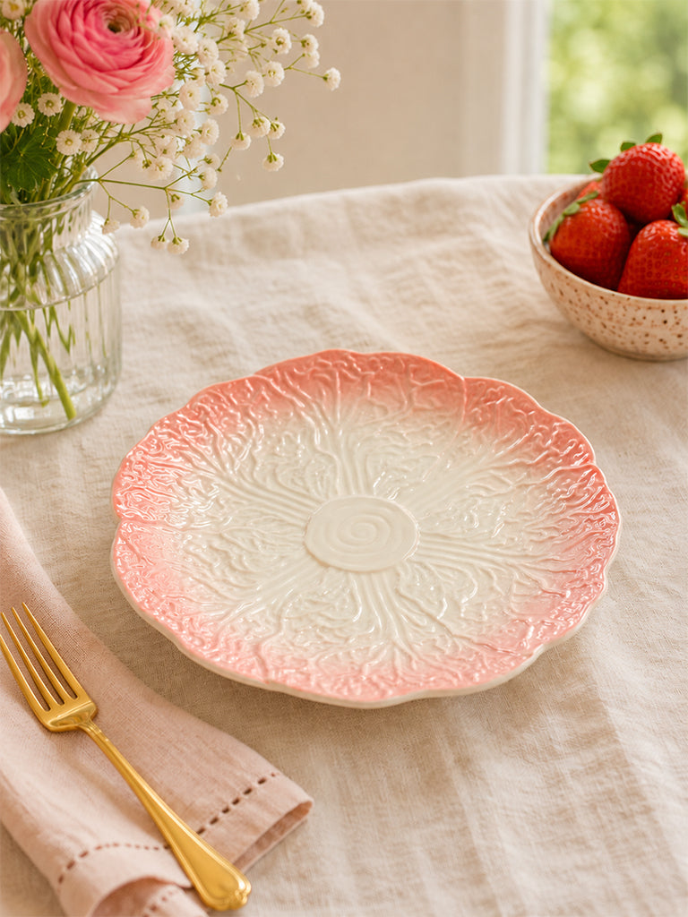 Westside Home Light Pink Cabbage Textured Dinner Plate
