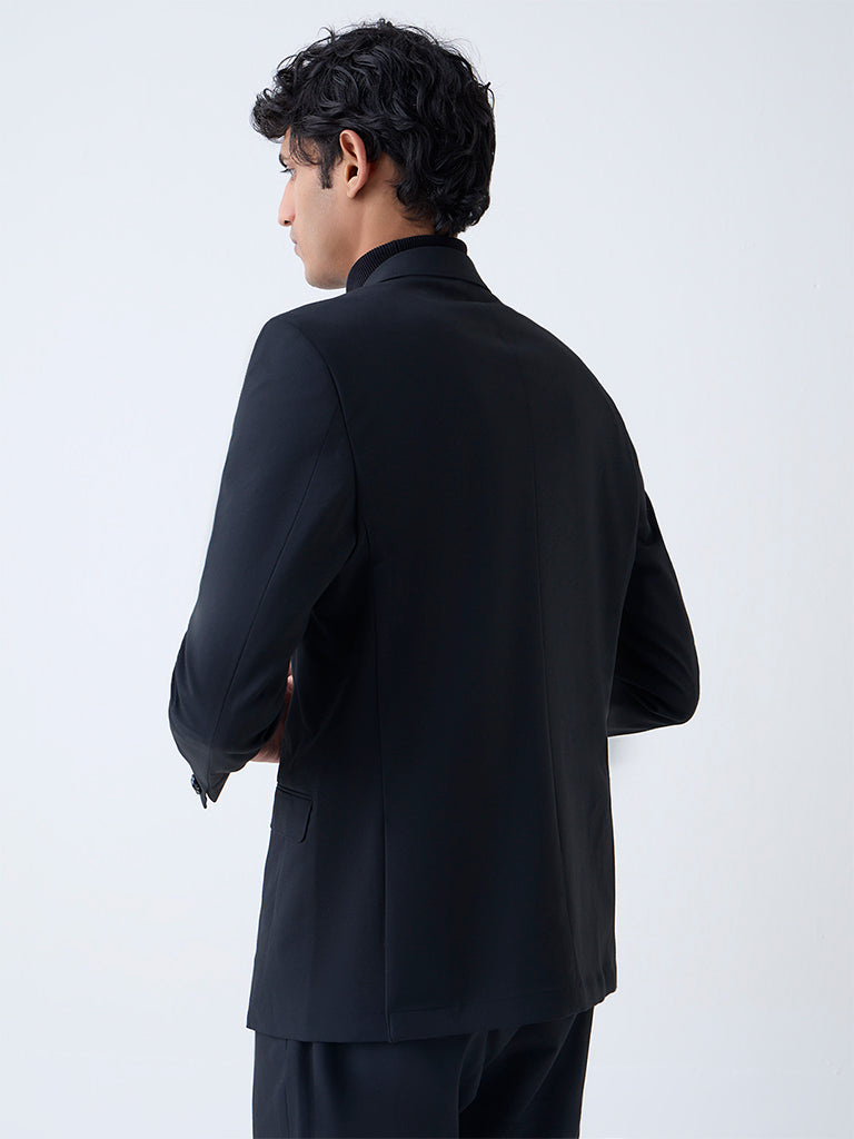 WES Formals Black Slim-Fit Blazer