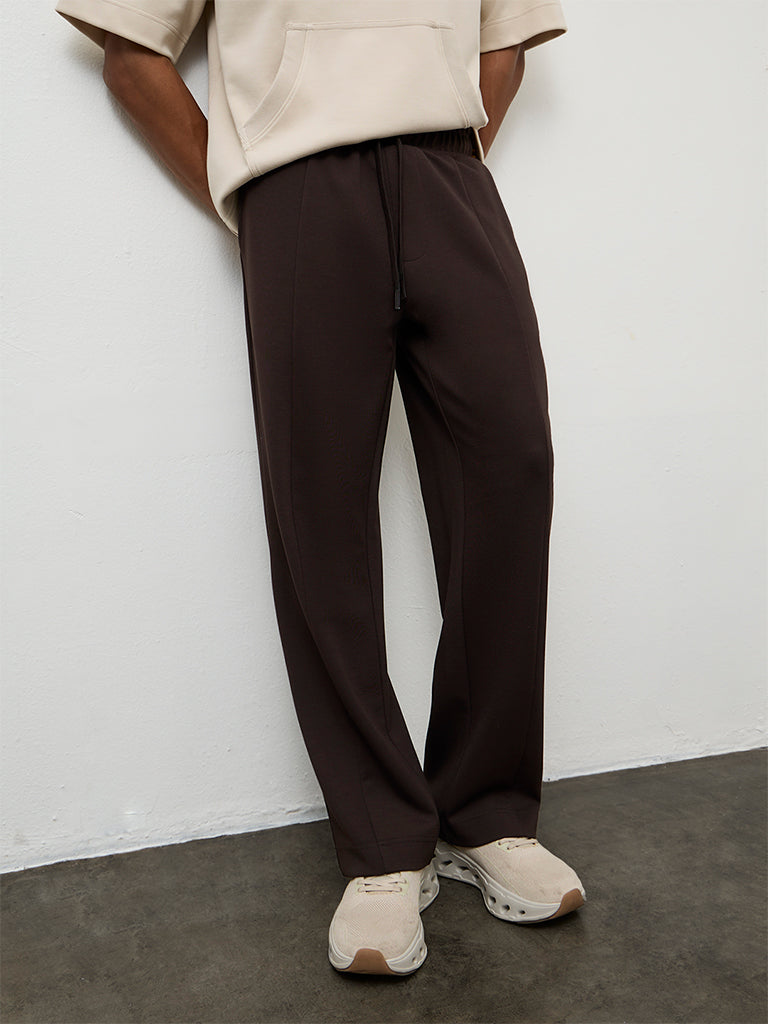 Nuoflexx Brown Relaxed Fit Mid-Rise Pants