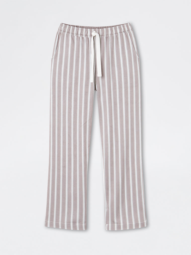 Wunderlove Brown Striped High-Rise Cotton Pyjamas