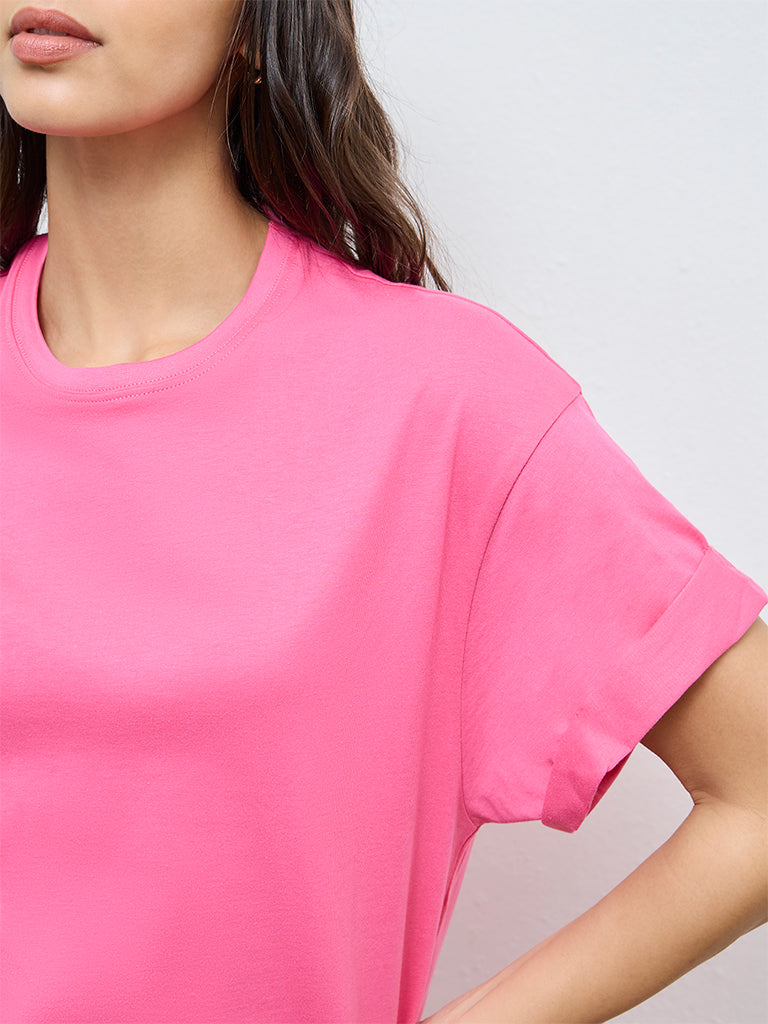 Wunderlove Pink Solid Cotton T-Shirt