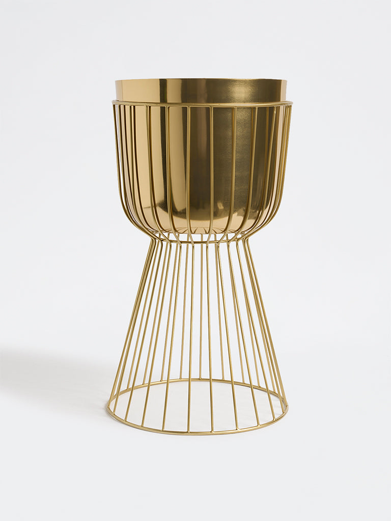 Westside Home Gold Cage Metal Planter with Stand