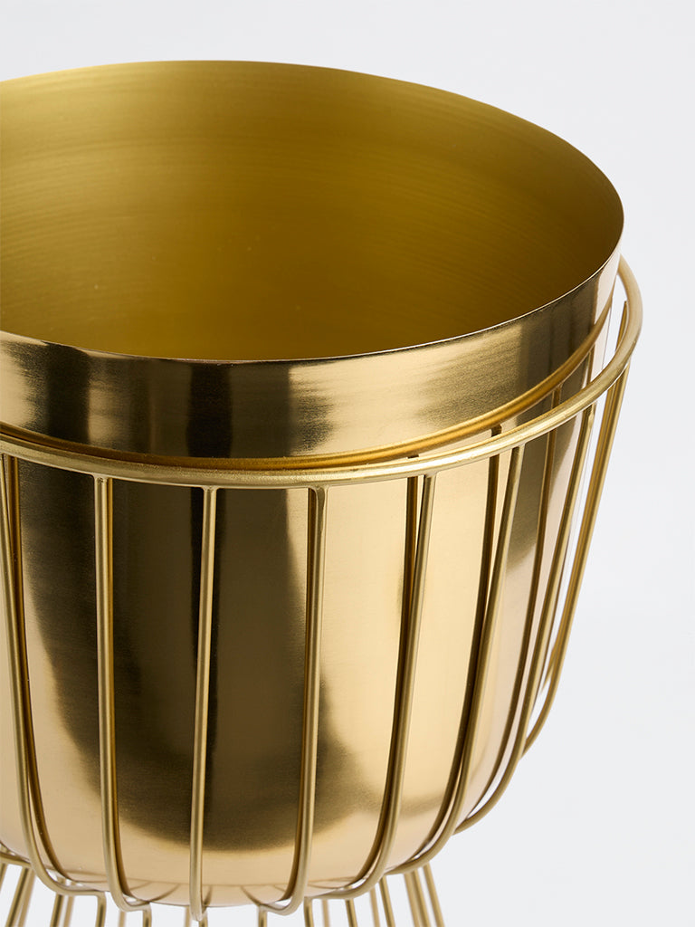 Westside Home Gold Cage Metal Planter with Stand