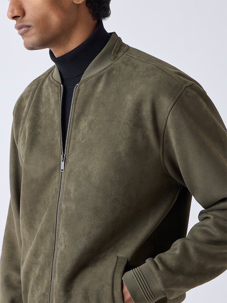 Ascot Olive Relaxed-Fit Suede Jacket