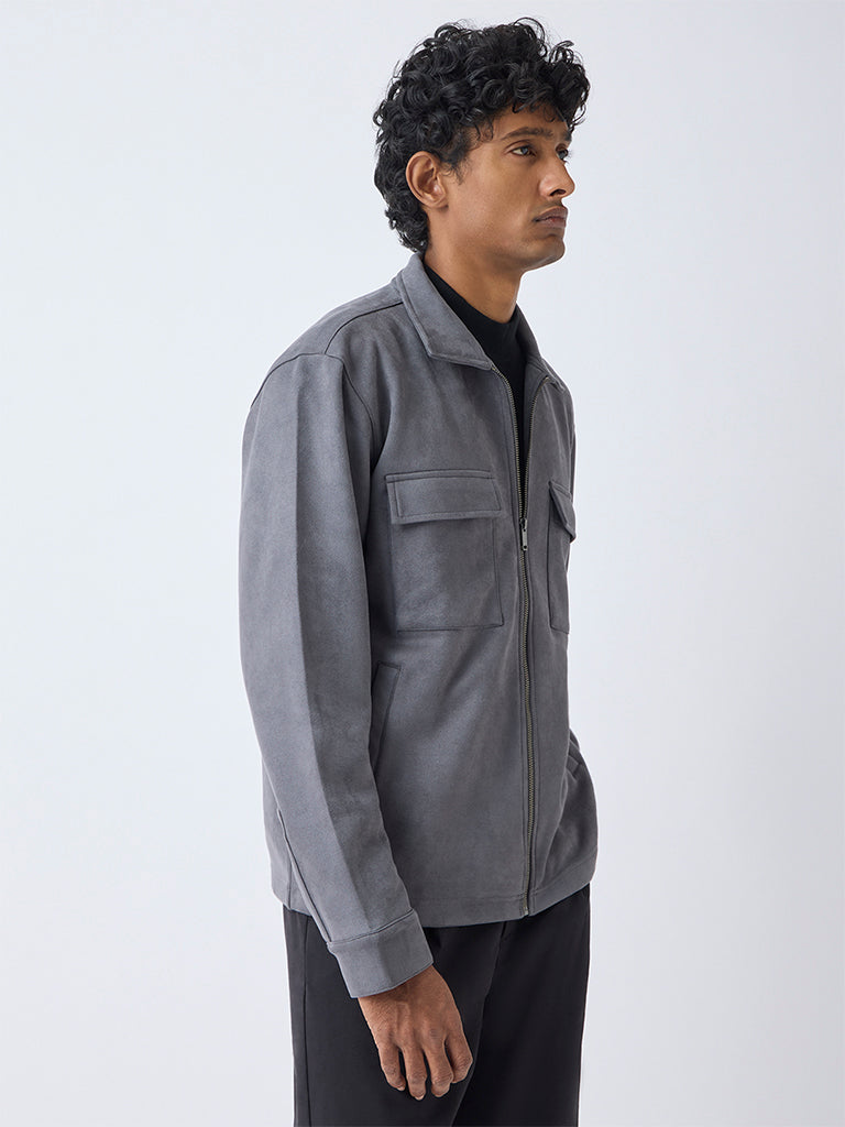 Ascot Grey Relaxed-Fit Suede Jacket