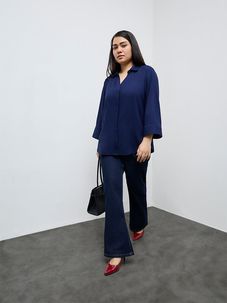 Gia Navy Cotton Shirt