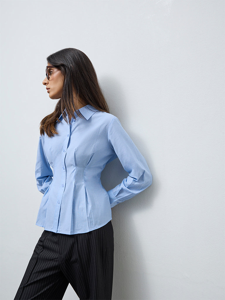 Wardrobe Blue Pleated Blouse