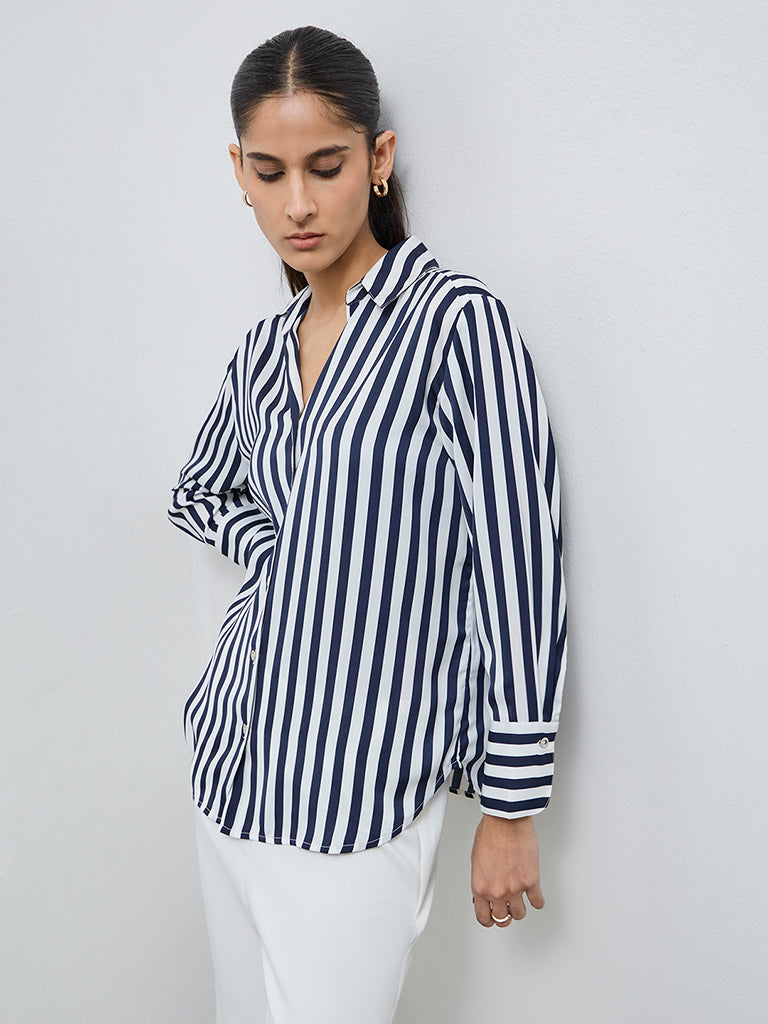 Wardrobe Navy Striped Shirt