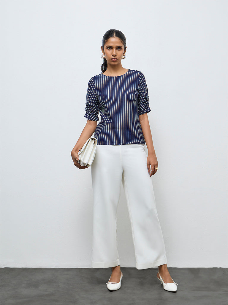 Wardrobe Navy Striped Top