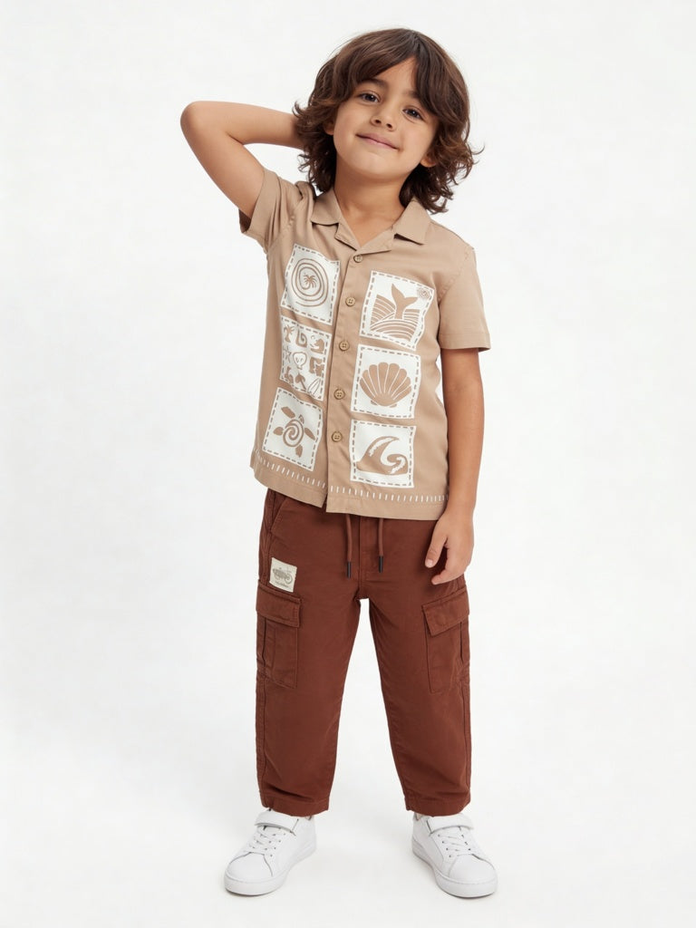 HOP Kids Boys Brown Mid-Rise Cargo Pants