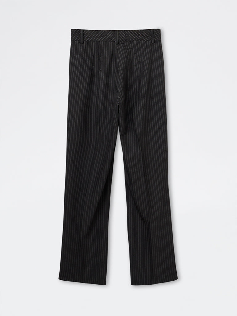 Wardrobe Black Pinstriped High-Rise Trousers