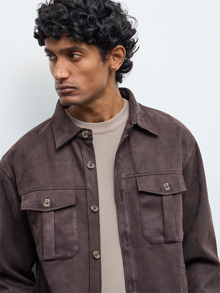 Ascot Dark Brown Relaxed-Fit Suede Jacket