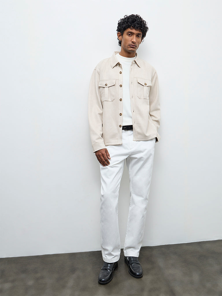 Ascot Beige Relaxed-Fit Suede Jacket