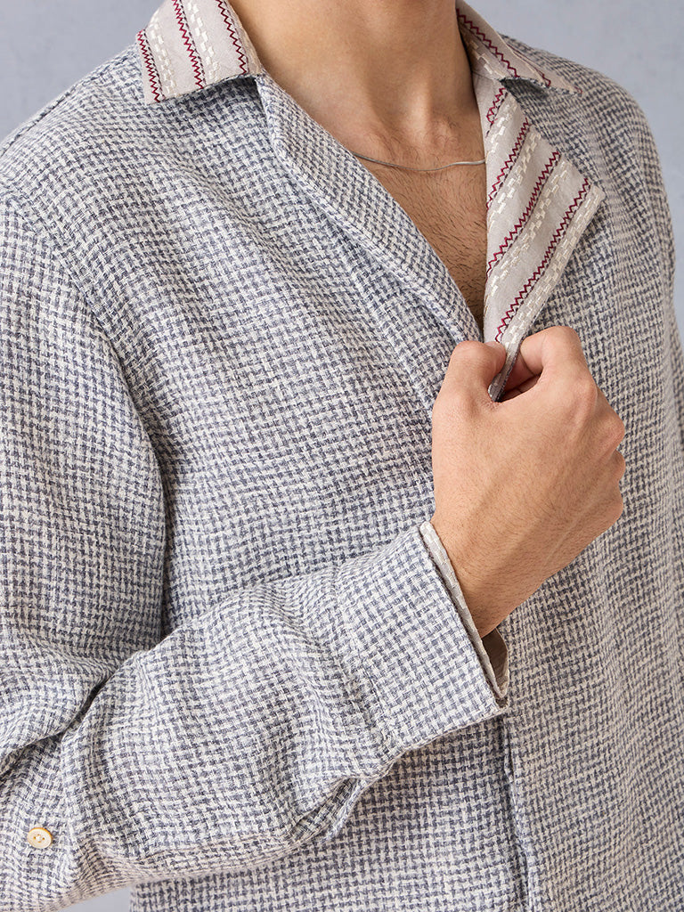 Knit-Textured Grey Shirt