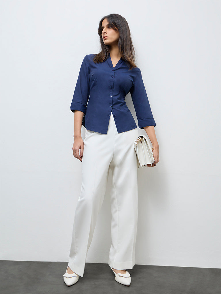 Wardrobe Indigo Solid Shirt