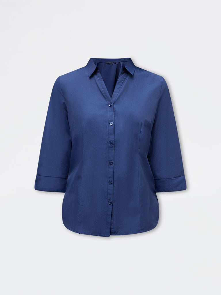 Wardrobe Indigo Solid Shirt