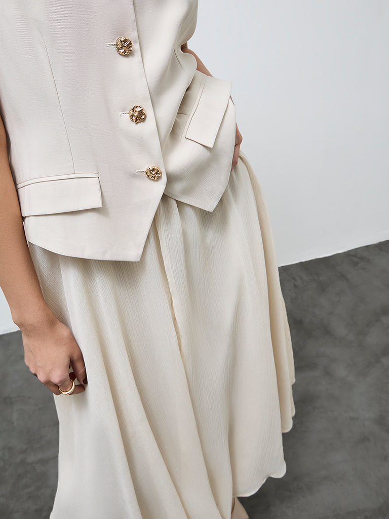 Wardrobe Beige A-line Waistcoat Dress