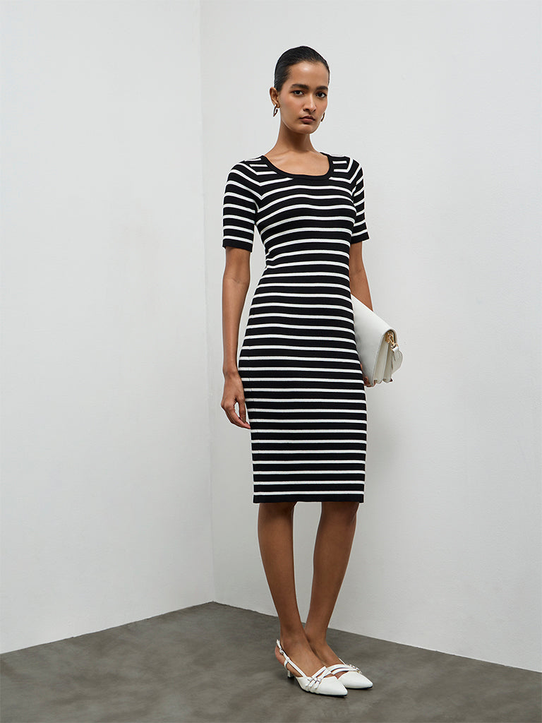 Wardrobe Black Striped Bodycon Dress