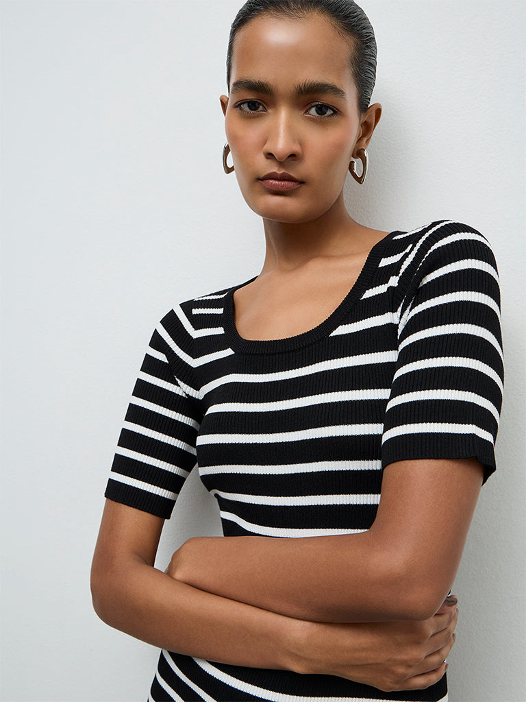 Wardrobe Black Striped Bodycon Dress
