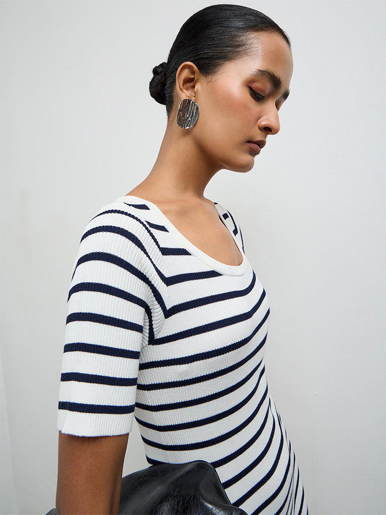 Wardrobe White Striped Bodycon Dress