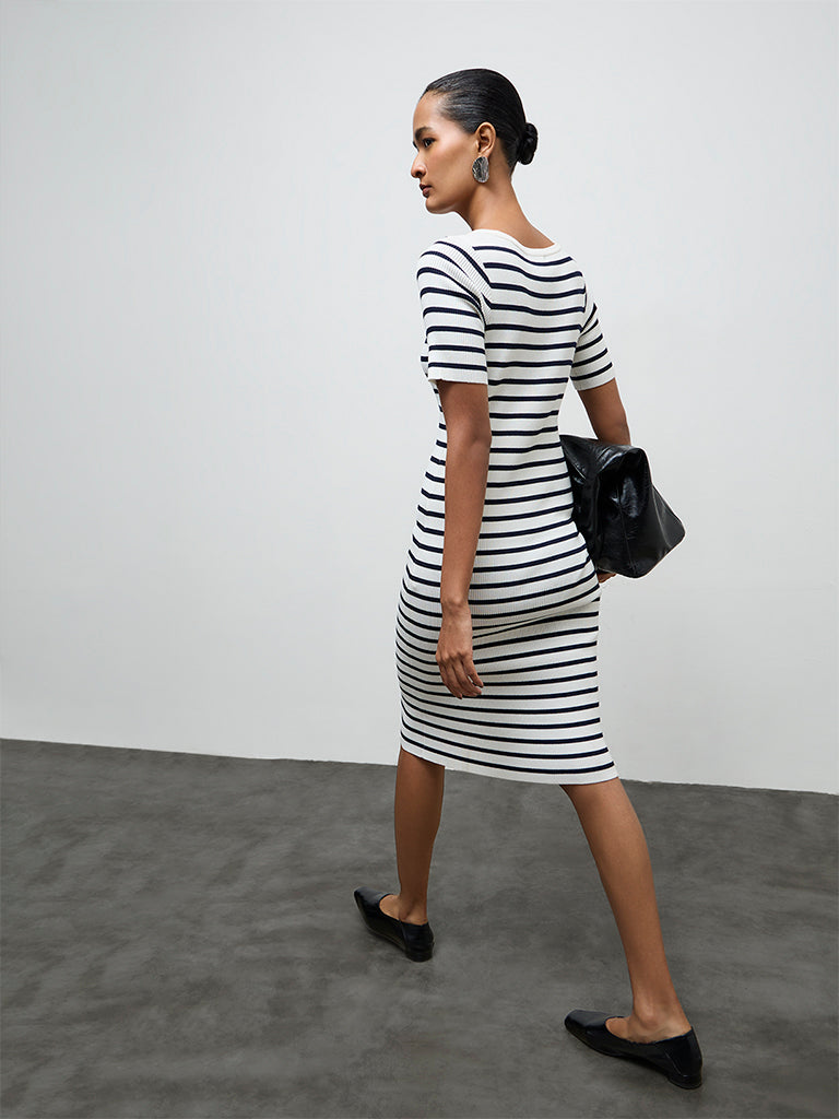 Wardrobe White Striped Bodycon Dress