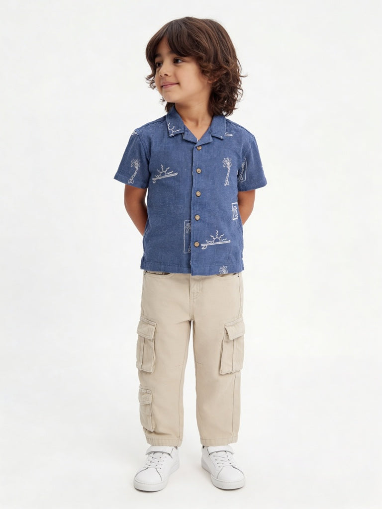 HOP Kids Boys Off-White Mid-Rise Relaxed-Fit Jeans