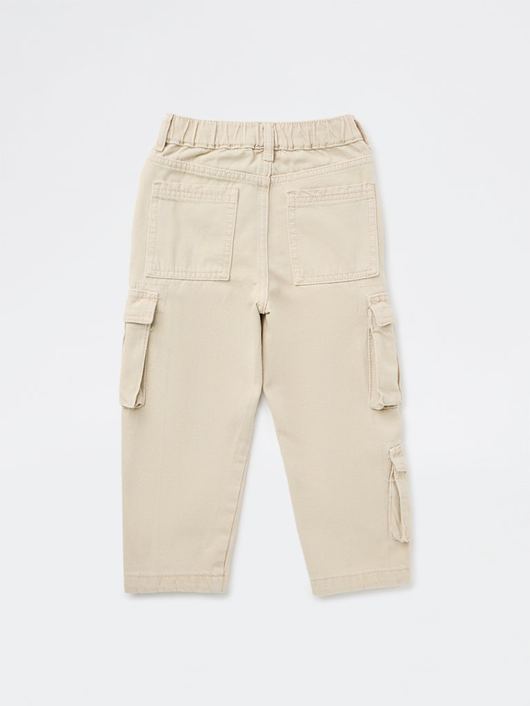 HOP Kids Boys Off-White Mid-Rise Relaxed-Fit Jeans