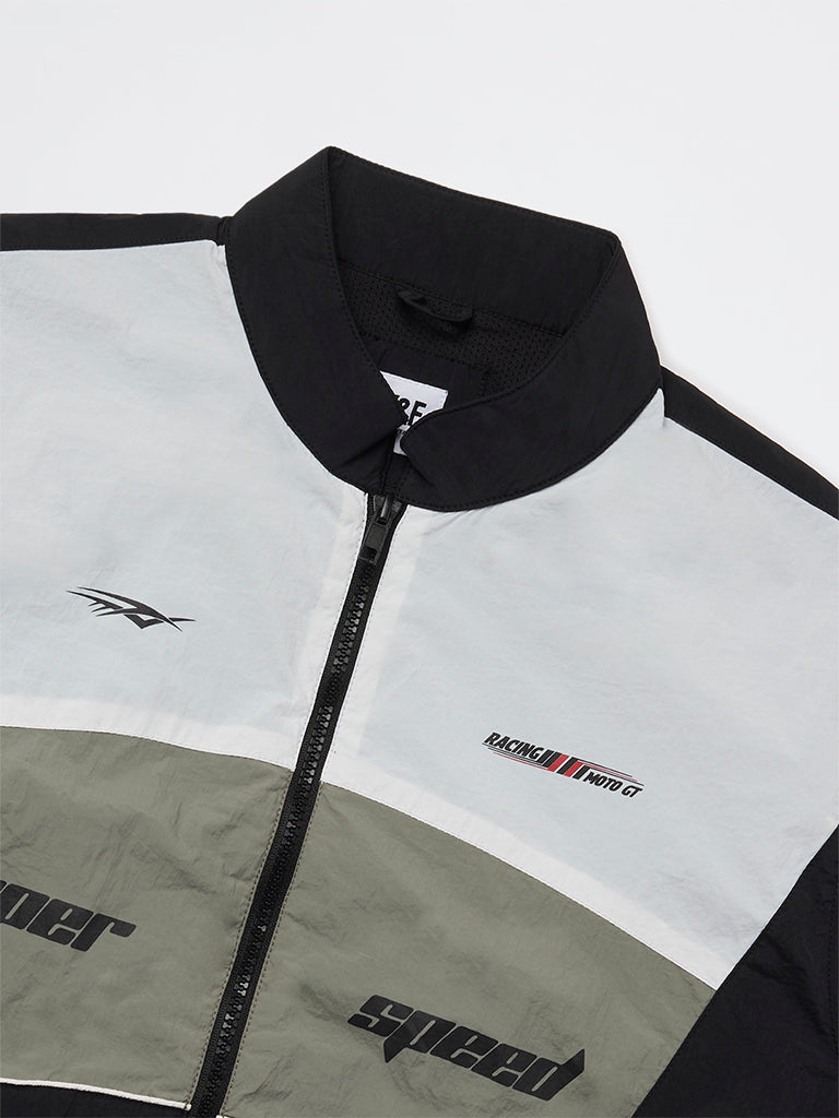 Boys Black Colour-Blocked Jacket