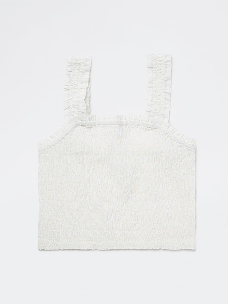 Girls White Smocked Cotton Top