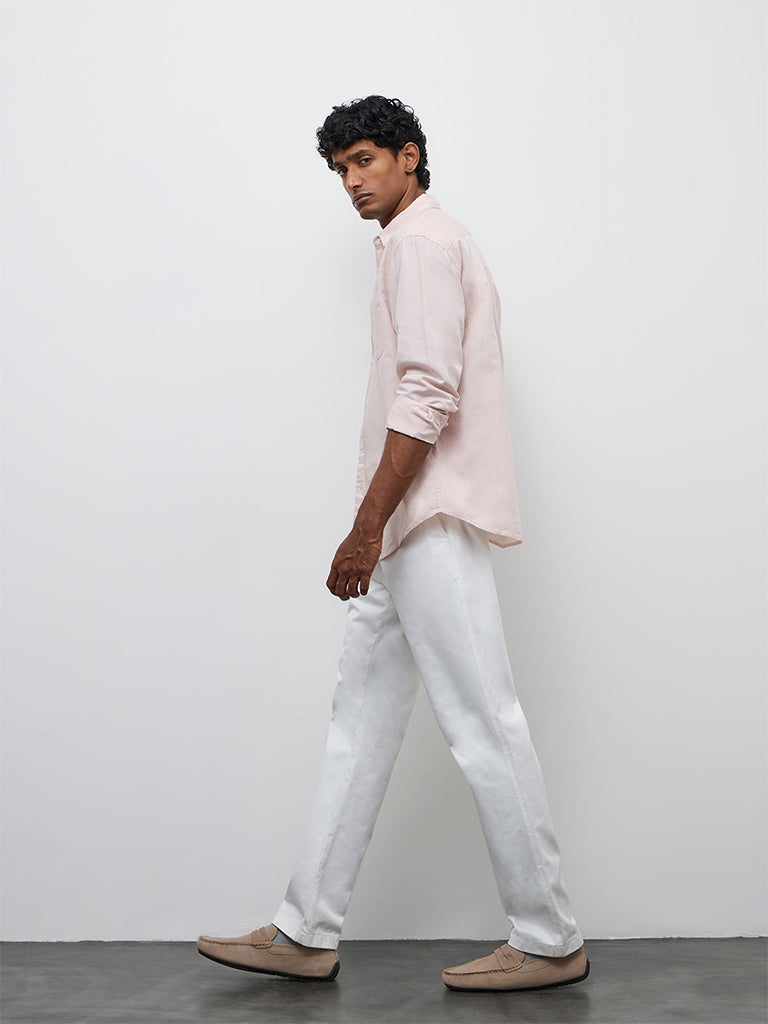 WES Casuals Pink Relaxed-Fit Cotton-Blend Shirt