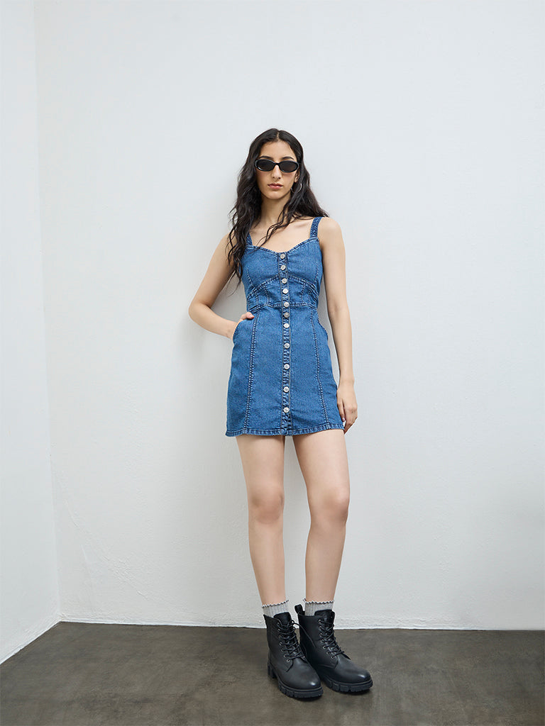 Nuon Blue Denim Straight Dress