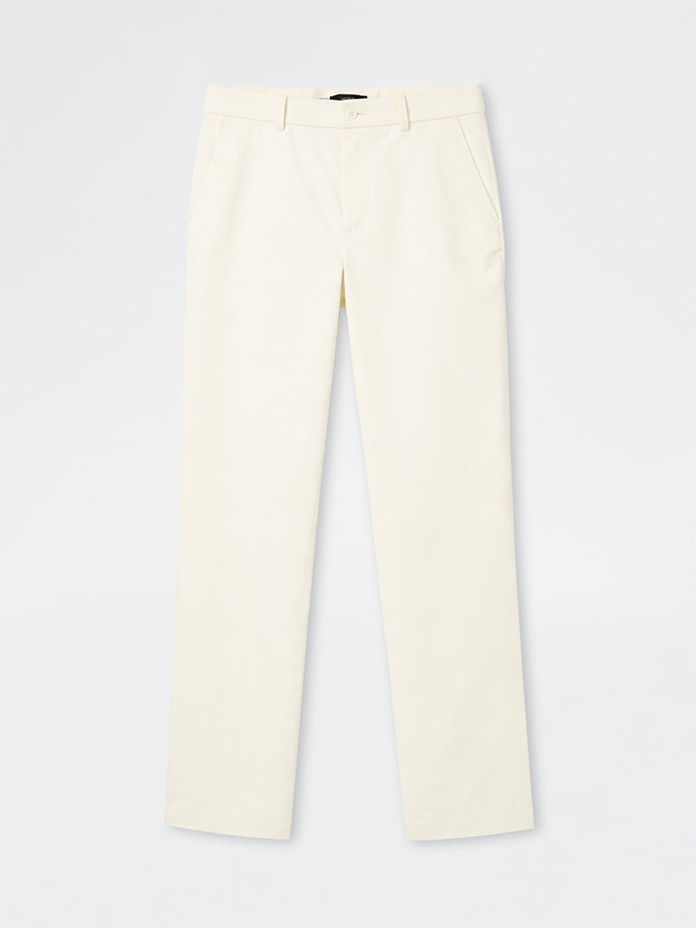 Ascot Off-White Relaxed-Fit Mid-Rise Cotton-Blend Trousers